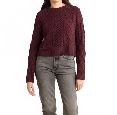 Pendleton Shetland Wool Cable Sweater In Maroon In Burgundy