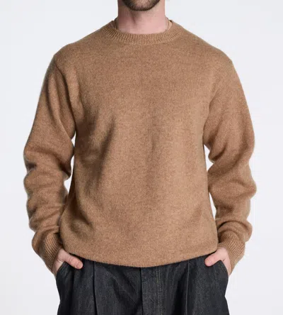 Pendleton Shetland Wool Crew Sweater In Tan Mix In Brown