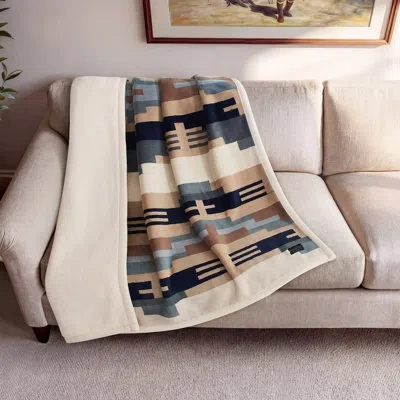 Pendleton Shiprock Printed Plush Throw Tan In Neutral