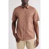 Pendleton Shoreline National Park Print Short Sleeve Cotton Button-up Shirt In Geo Red Brown