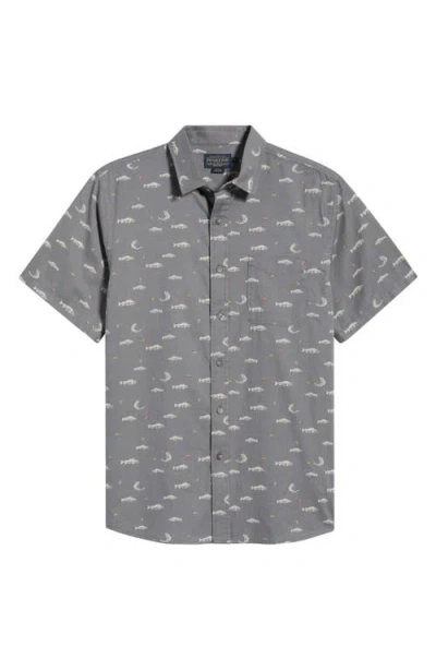 Pendleton Shoreline Short Sleeve Cotton Button-up Shirt In Gray