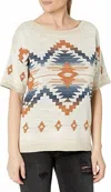 Pendleton Short Sleeve Graphic Sweater In Linen Multi In Multi