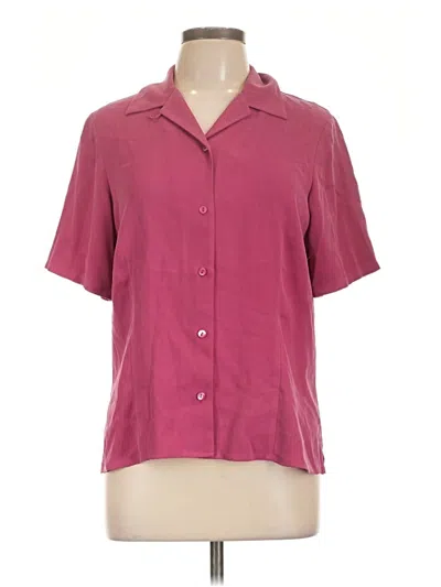 Pre-owned Pendleton Short Sleeve Silk Top Burgundy Collared Neckline Tops