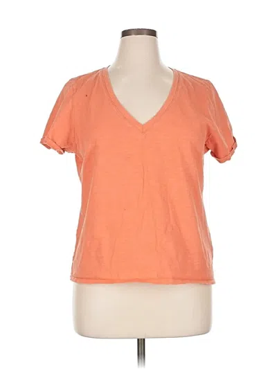 Pre-owned Pendleton Short Sleeve Top Orange V Neck Tops