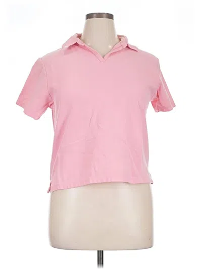 Pre-owned Pendleton Short Sleeve Top Pink Collared Neckline Tops