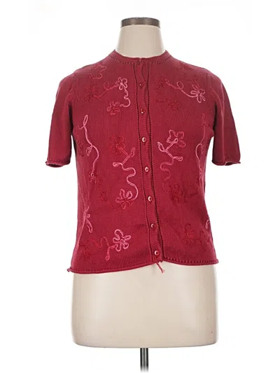 Pre-owned Pendleton Silk Cardigan Sweater In Burgundy