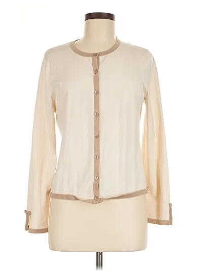 Pre-owned Pendleton Silk Cardigan Sweater In White