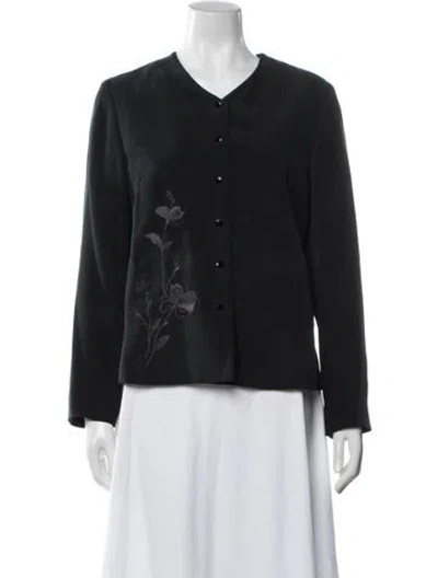 Pre-owned Pendleton Silk Floral Print Jacket In Black