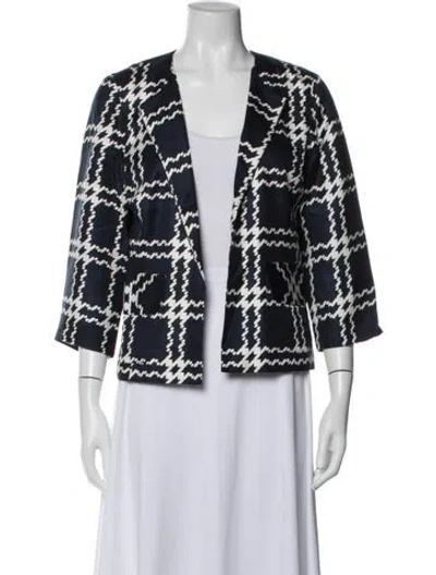 Pre-owned Pendleton Silk Houndstooth Print Jacket In Blue