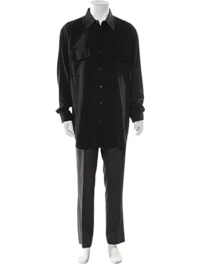 Pre-owned Pendleton Silk Long Sleeve Shirt In Black