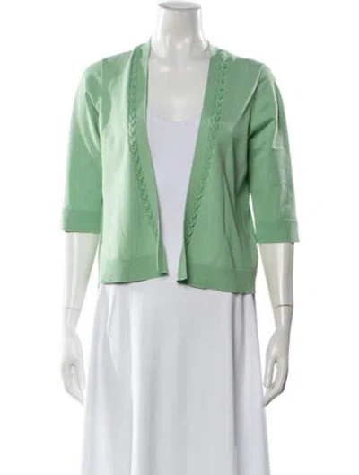Pre-owned Pendleton Silk Open Front Sweater In Green