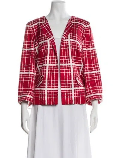 Pre-owned Pendleton Silk Plaid Print Blazer In Red