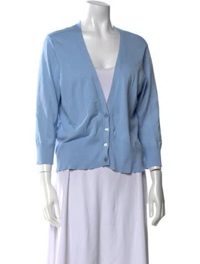 Pre-owned Pendleton Silk V-neck Sweater In Blue