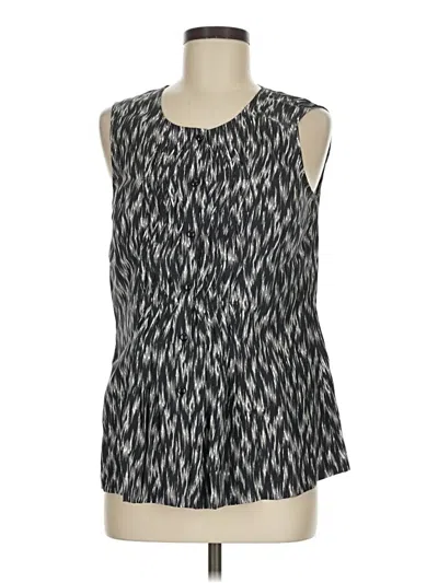 Pre-owned Pendleton Sleeveless Silk Top Gray Keyhole Neckline Tops