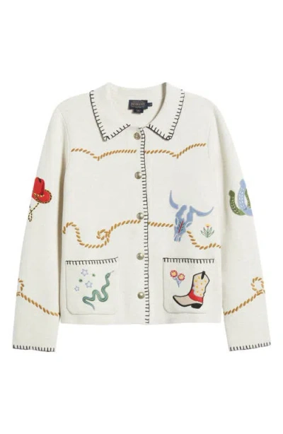 Pendleton Souvenir Merino Wool & Cotton Cardigan In Oatmeal Multi