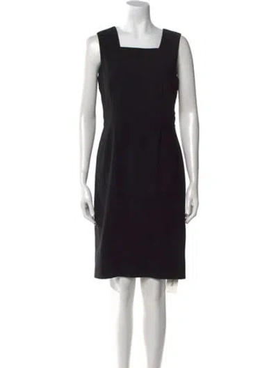 Pre-owned Pendleton Square Neckline Knee-length Dress In Black