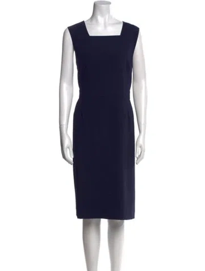 Pre-owned Pendleton Square Neckline Midi Length Dress In Blue