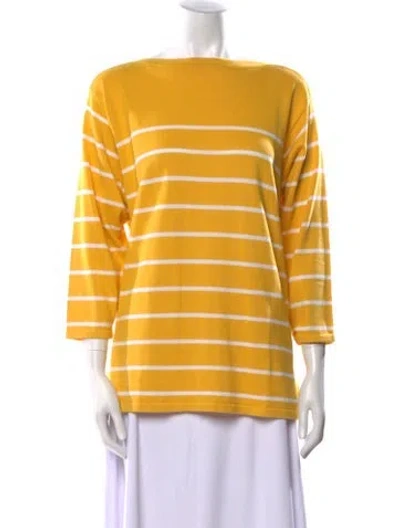 Pre-owned Pendleton Striped Bateau Neckline Sweater W/ Tags In Yellow