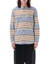 Pendleton Deacon Stripe Cotton Chambray Button-up Shirt In Soft Indigo Stripe