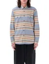 Pendleton Deacon Stripe Cotton Chambray Button-up Shirt In Soft Indigo Stripe