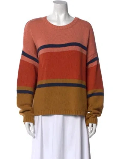 Pre-owned Pendleton Striped Crew Neck Sweater In Orange