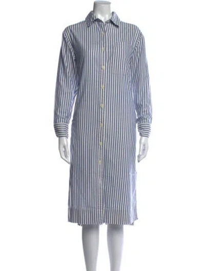 Pre-owned Pendleton Striped Midi Length Dress In Blue