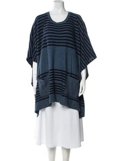 Pre-owned Pendleton Striped Scoop Neck Sweater In Blue