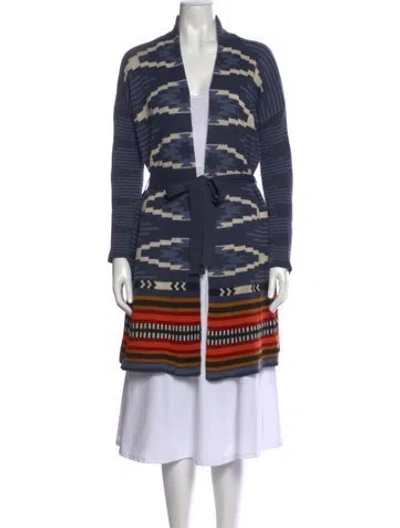 Pre-owned Pendleton Striped V-neck Sweater In Blue