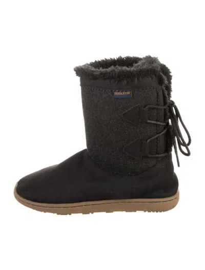 Pre-owned Pendleton Suede Patterned Boots In Black