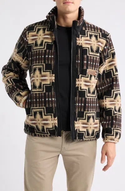 Pendleton Tahuya Range Fleece Jacket In Black/tan Harding