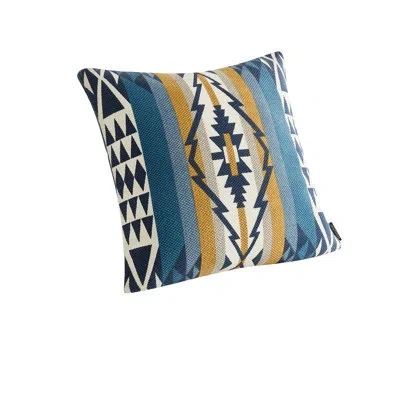 Pendleton Trapper Peak Printed Kilim Square Pillow In Blue,yellow Southwestern