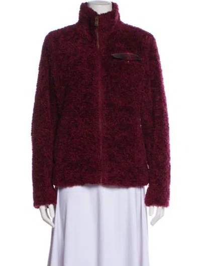 Pre-owned Pendleton Tweed Pattern Faux Fur Jacket In Red