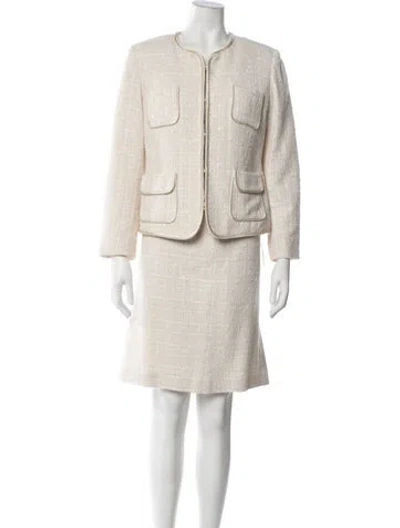 Pre-owned Pendleton Tweed Pattern Skirt Suit In Neutrals