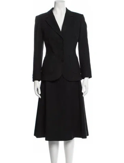 Pre-owned Pendleton Vintage Virgin Wool Skirt Suit In Black