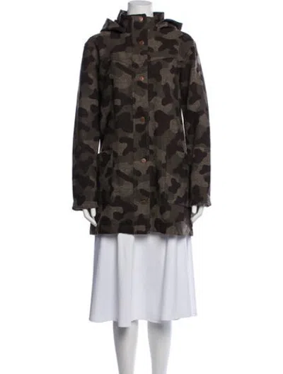 Pre-owned Pendleton Virgin Wool Camouflage Print Coat In Brown