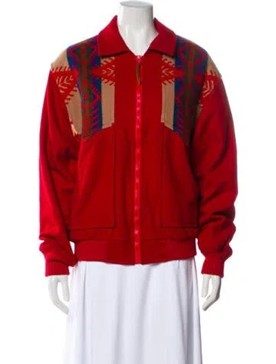 Pre-owned Pendleton Virgin Wool Colorblock Pattern Coat In Pink