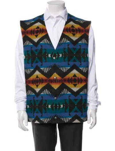Pre-owned Pendleton Virgin Wool Graphic Print Vest In Multi