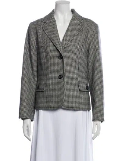 Pre-owned Pendleton Virgin Wool Houndstooth Print Blazer In Gray
