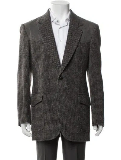 Pre-owned Pendleton Virgin Wool Houndstooth Print Blazer In Gray