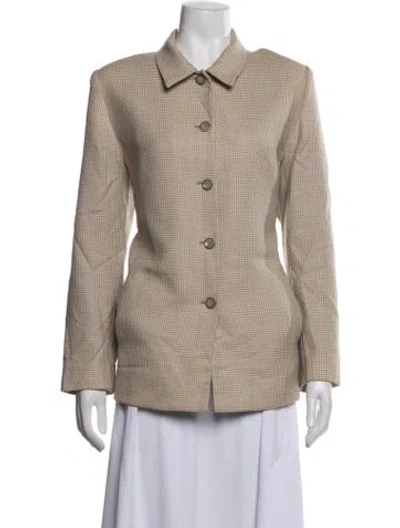 Pre-owned Pendleton Virgin Wool Houndstooth Print Jacket In Neutrals