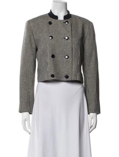 Pre-owned Pendleton Virgin Wool Houndstooth Print Jacket In White