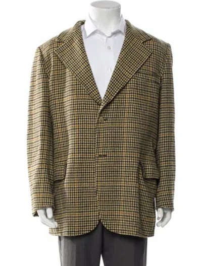 Pre-owned Pendleton Virgin Wool Houndstooth Print Peacoat In Multi