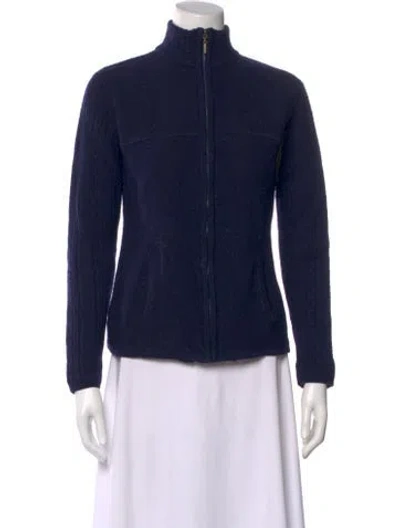 Pre-owned Pendleton Virgin Wool Mock Neck Sweater In Blue