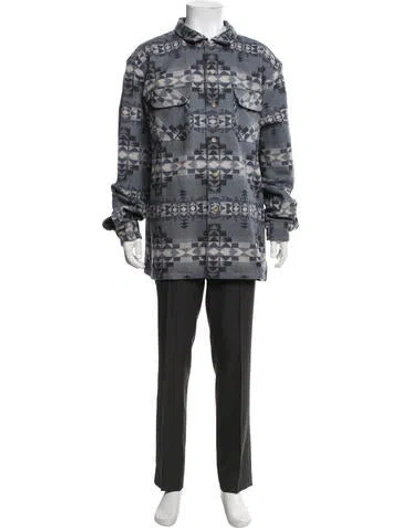 Pre-owned Pendleton Virgin Wool Patterned Jacket In Blue