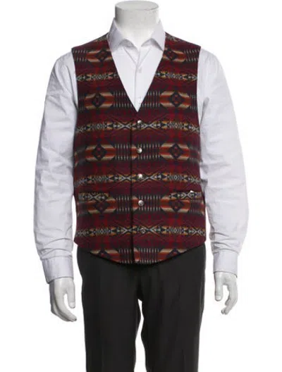 Pre-owned Pendleton Virgin Wool Patterned Vest In Black/red