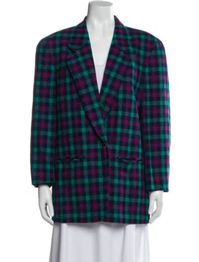 Pre-owned Pendleton Virgin Wool Plaid Print Blazer In Blue