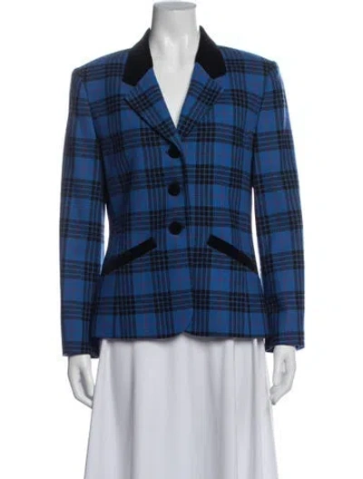 Pre-owned Pendleton Virgin Wool Plaid Print Blazer In Blue