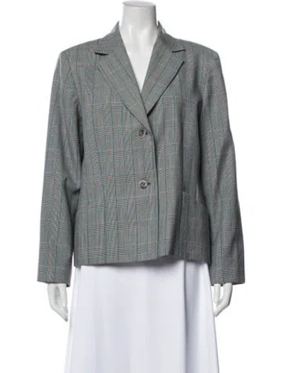 Pre-owned Pendleton Virgin Wool Plaid Print Blazer In Gray