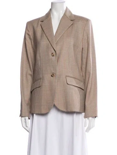 Pre-owned Pendleton Virgin Wool Plaid Print Blazer In Gray