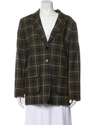 Pre-owned Pendleton Virgin Wool Plaid Print Blazer In Green